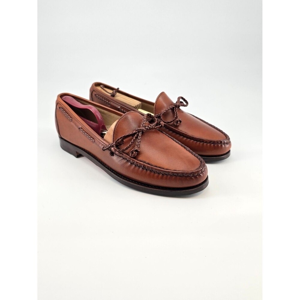 Allen Edmonds Colebrook Chestnut Brown Braided Tie Moccasin 10 B